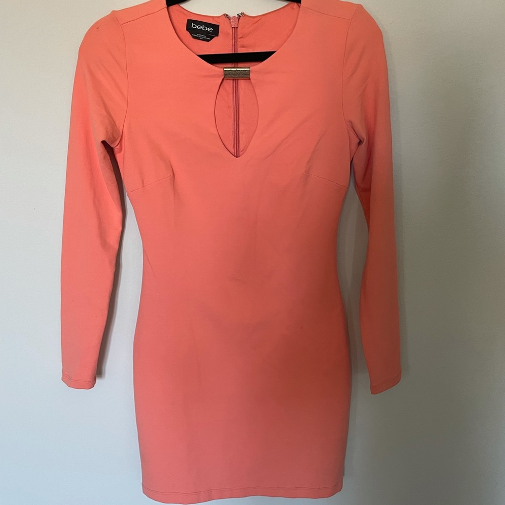Long sleeve dress, coral color